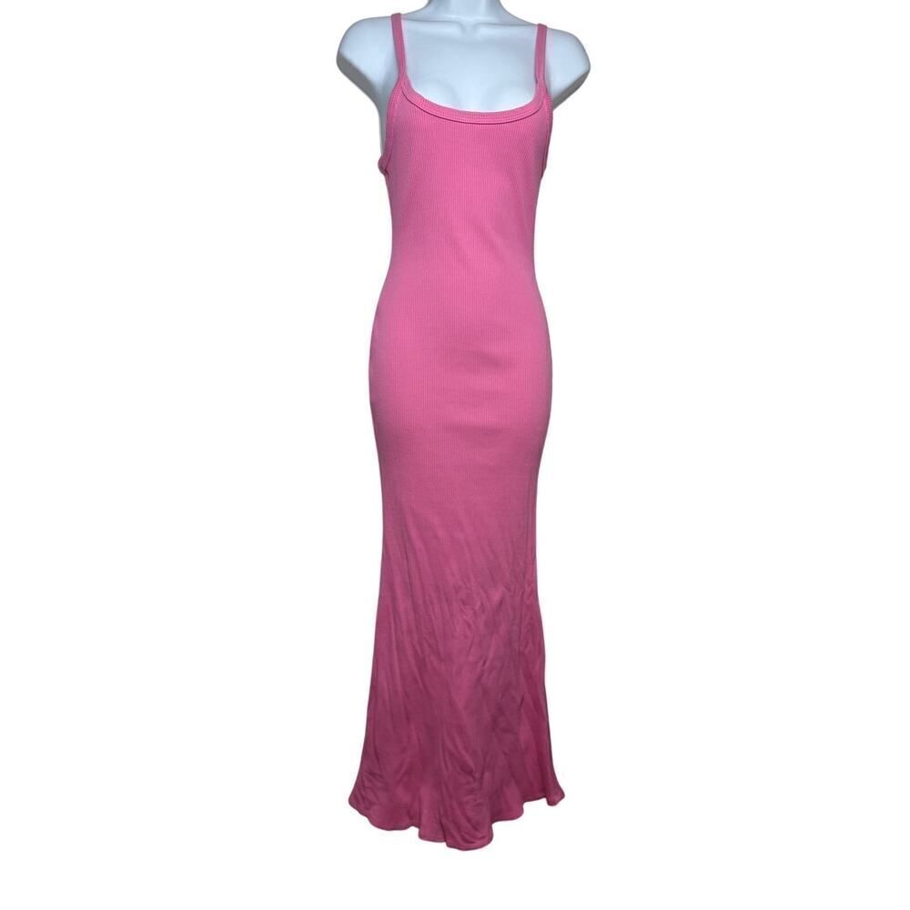 Bobbles and Lace Pink Ribbed Bodycon Dress Sz. L